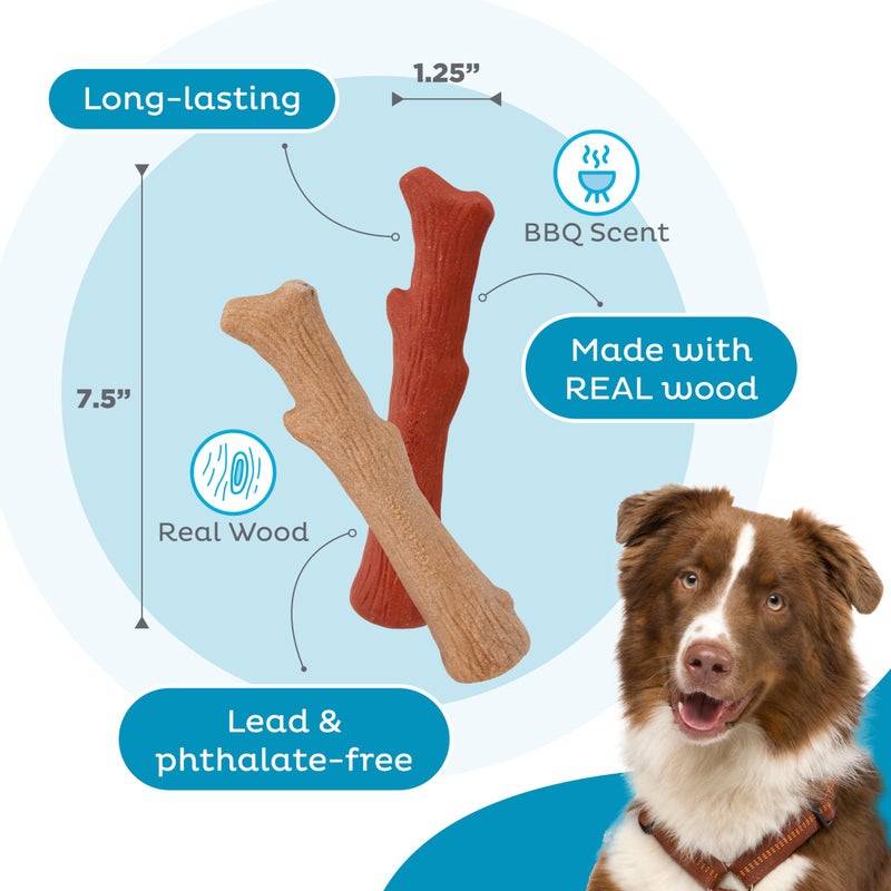 Outward Hound Dogwood Durable Dog Chew Toys, Real Wood & Mesquite, 2-Pack, Medium - Image 4