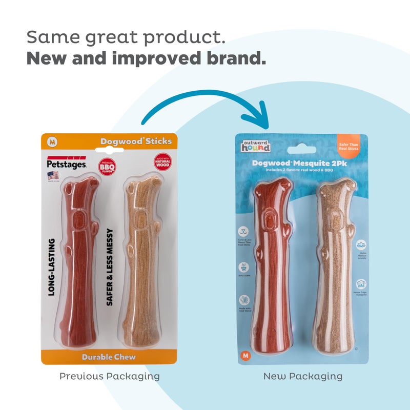 Outward Hound Dogwood Durable Dog Chew Toys, Real Wood & Mesquite, 2-Pack, Medium - Image 2