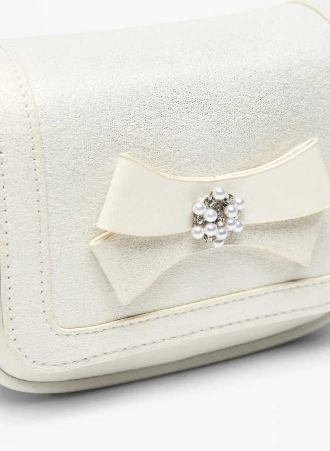 Flora Bella By Shoexpress Bow Accent Crossbody Bag with Chain Strap and Magnetic Closure