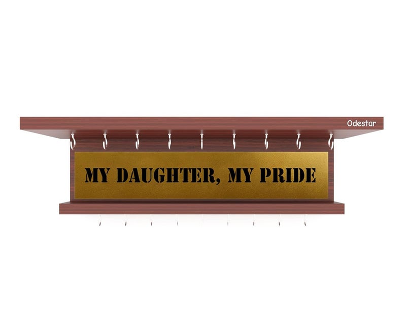 Odestar Display Medal Hanger Premier Award Medal Display Rack and Trophy Shelf Large Size 45 x 15 x 8 Centimeters Classic Walnut - Image 5