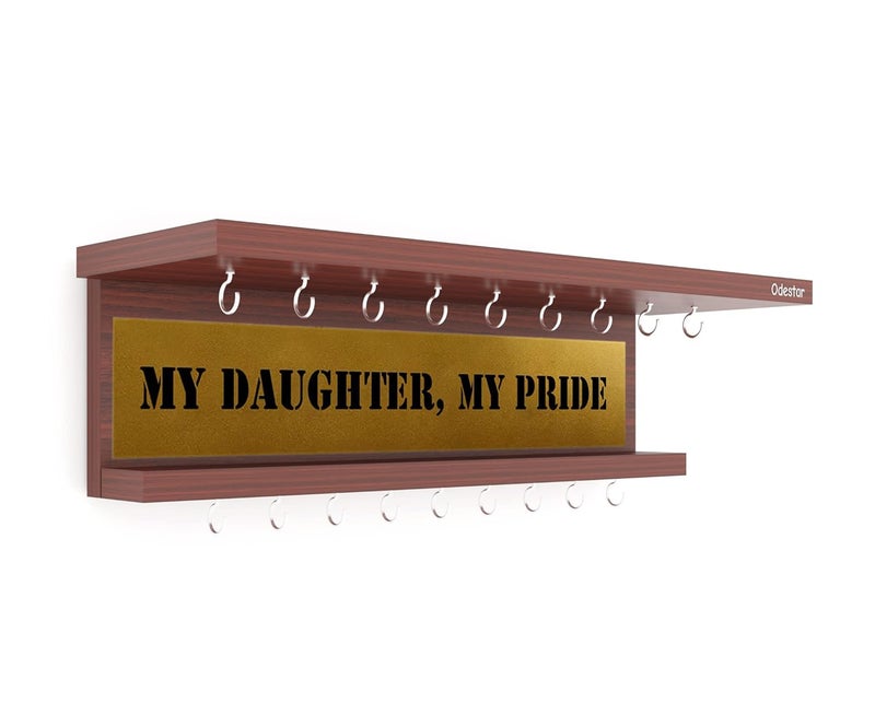 Odestar Display Medal Hanger Premier Award Medal Display Rack and Trophy Shelf Large Size 45 x 15 x 8 Centimeters Classic Walnut - Image 3
