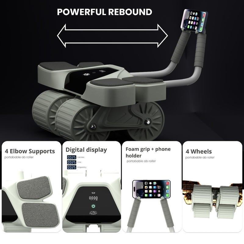 Royal Blaze Ab Roller and Resistance Booty Bands Set High-Performance Abdominal Exercise Machine with Automatic Rebound, Multi-layered Anti-Slip Design & Versatile Exercise Bands with 3 Strength Level - Image 2