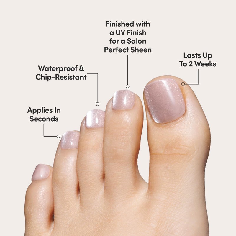 Glamnetic Press On Toenails - The Vow | Shimmery Nude Neutral Fake Toe Nails with a Velvet Finish | 16 Sizes - 32 Toe Nail Kit with Glue - Image 3