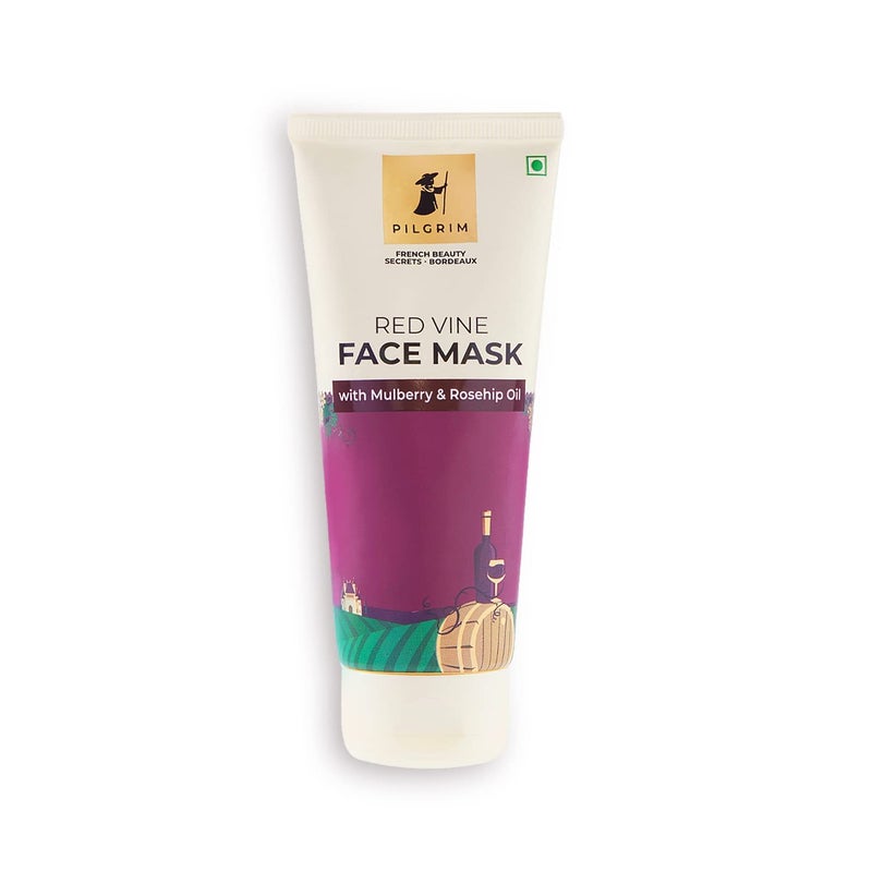 PILGRIM Pilgrim Red Vine Face Mask  Hydrating  Nourishing Overnight Face Pack  Mulberry Extract  Rosehip Oil for Pore Cleansing  Skin Rejuvenation  Moisturizes  Enhances Radiance  353 Oz 100g