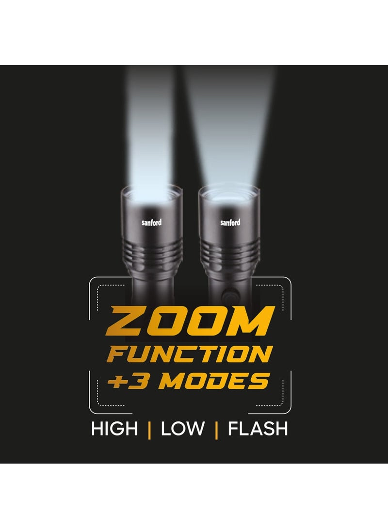 Sanford Rechargeable LED Searchlight, Pro-Beam, 20W Laser LED, 2000 Lumens, 2600m Range, 5000mAh Battery, Zoom Function, 3 Modes, USB-C Charging, Unbreakable - Image 3