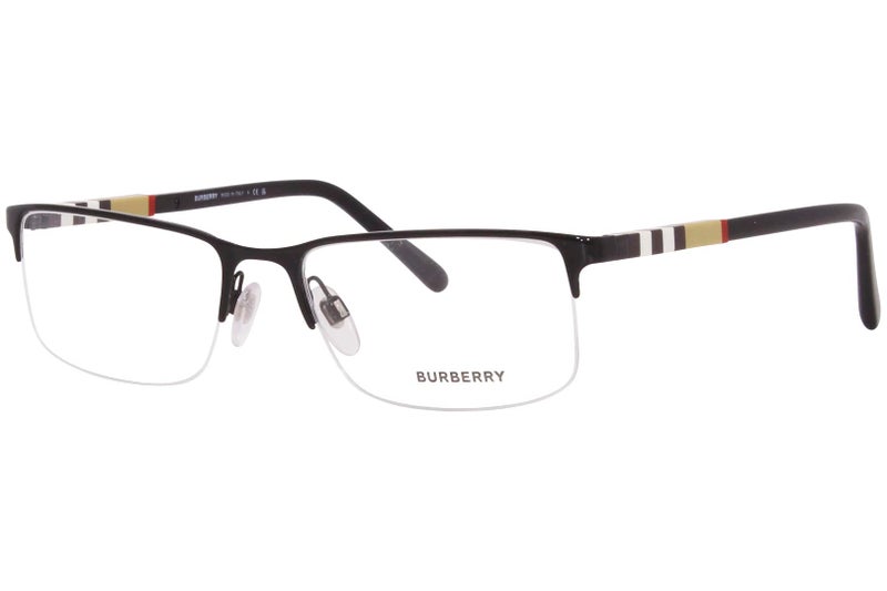 BURBERRY BE 1282 1001 Black Palladium Metal SemiRimless Eyeglasses 55mm