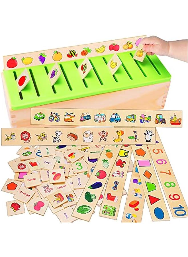Wooden Montessori Toys for Toddlers 1+ 2 3 4 Year Old Color Shape Matching Sorting Box Preschool Learning Activities Sensory Bin Autism Puzzles for toddlers 1-3 Boys Girls Birthday Gifts - Image 1