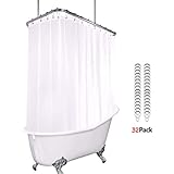 Riyidecor White All Around Shower Curtain Set 180 x 70 Inches PEVA Extra Wide Wrap Around Shower Panel Clawfoot Tub 32 - Image 1