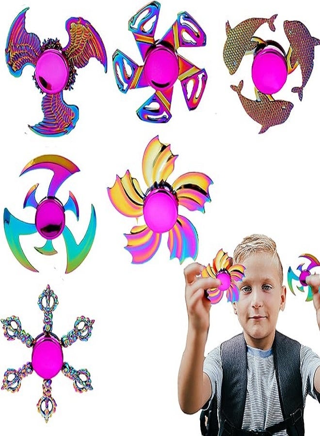 Spinner Pack of 6 fidget spinners, spinner toys for children, spinner finger bearing finger tri-spinner toy. Stress relief, anti-anxiety, sensory toy, children and adults. - Image 1