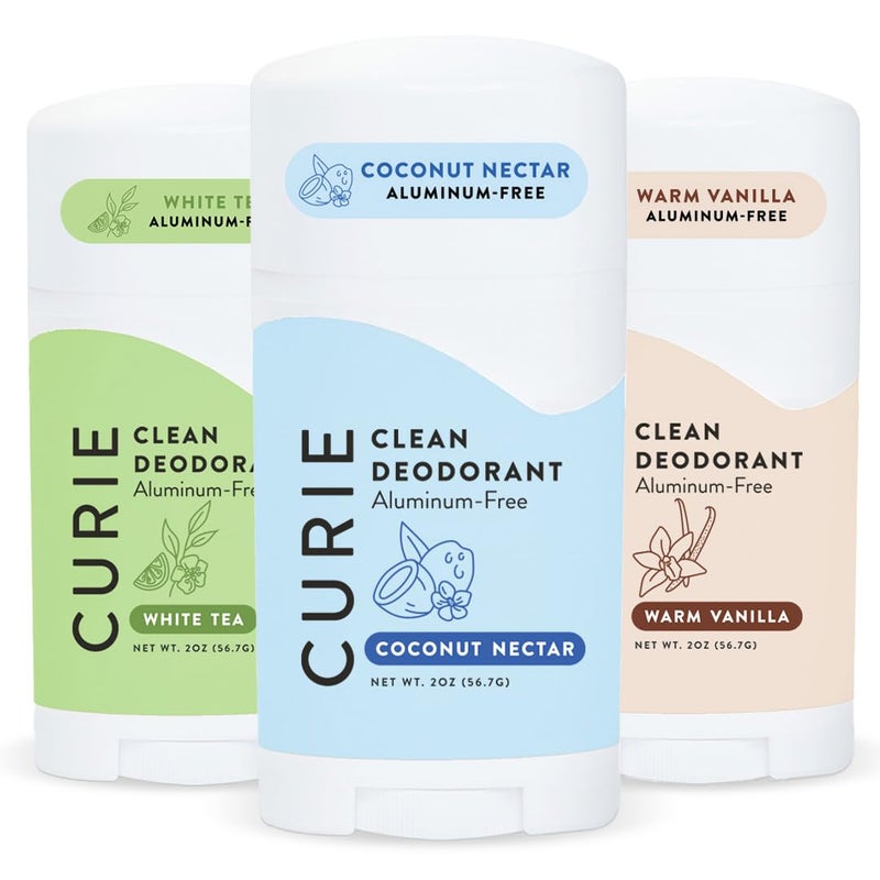 Curie Natural Deodorant for Women Fresh Faves Stick Trio - Coconut Nectar, White Tea and Warm Vanilla - Aluminum Free, Clean, Sustainable, Vegan, Paraben Free (3pk) - Image 1