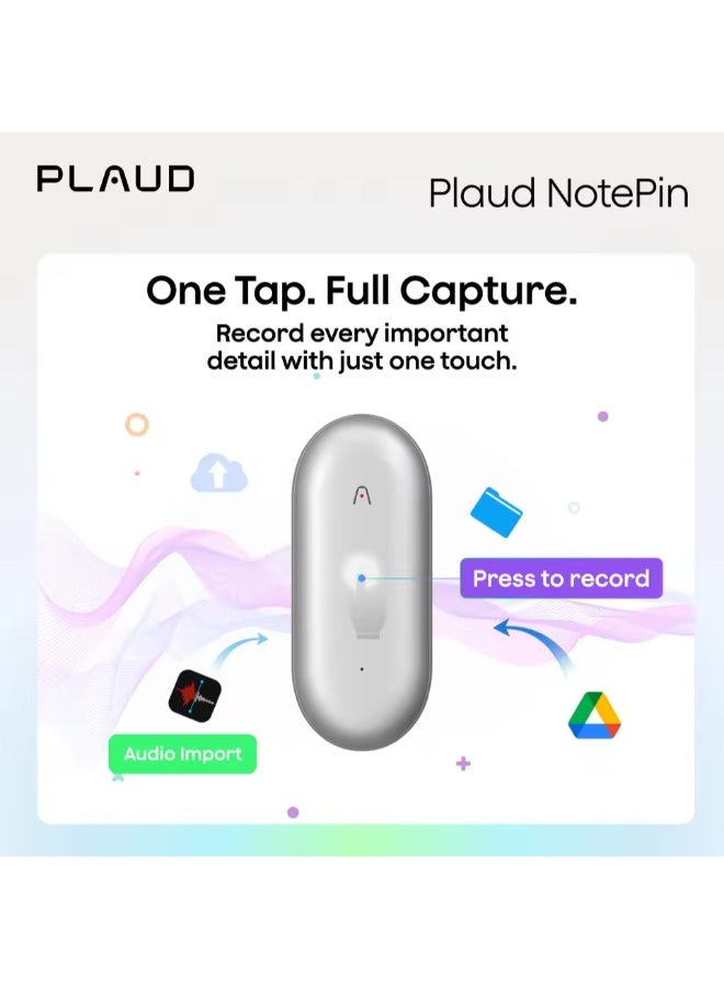 PLAUD مسجل صوتي ذكي قابل للارتداء NotePin، تحكم عبر التطبيق، نسخ وتلخيص مدعوم بتقنية ChatGPT - Image 2