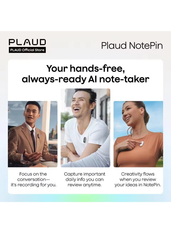 PLAUD مسجل صوتي ذكي قابل للارتداء NotePin، تحكم عبر التطبيق، نسخ وتلخيص مدعوم بتقنية ChatGPT - Image 4