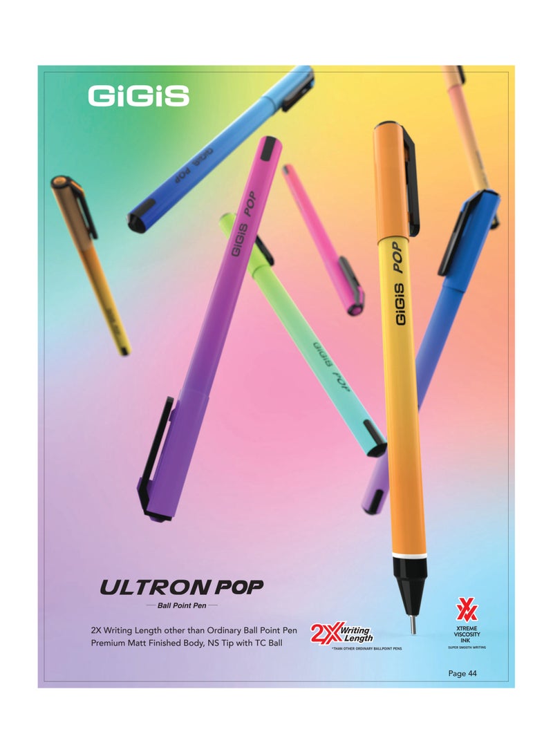 Gigis قلم حبر جاف UNIMAX Ultron 48 قطعة، رأس 0.7 مم، أزرق، قلم كتابة سلس للمكتب والمدرسة والمنزل - Image 3