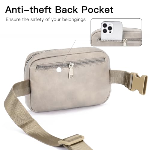 Telena Leather Belt Bag for Women Fashionable Fanny Packs Cross Body Bag Waist Pack Cloud Grey - Image 4