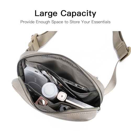 Telena Leather Belt Bag for Women Fashionable Fanny Packs Cross Body Bag Waist Pack Cloud Grey - Image 3