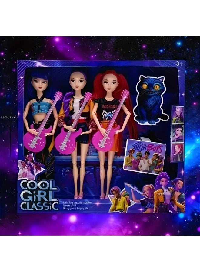 K-POP: Witch Hunter Girl Group Doll – 11.5-Inch Toy Doll with Guitar Accessories - Image 1