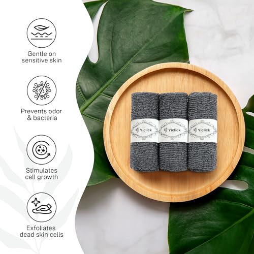 Yiclick Exfoliating Washcloth Towel- Exfoliating Body Scrubber Exfoliator, Back Scrubber for Use in Shower Bath, Exfoliate Rags Wash Cloths, Loofah Lufa Sponge, Body Scrub, Women Men - Image 2