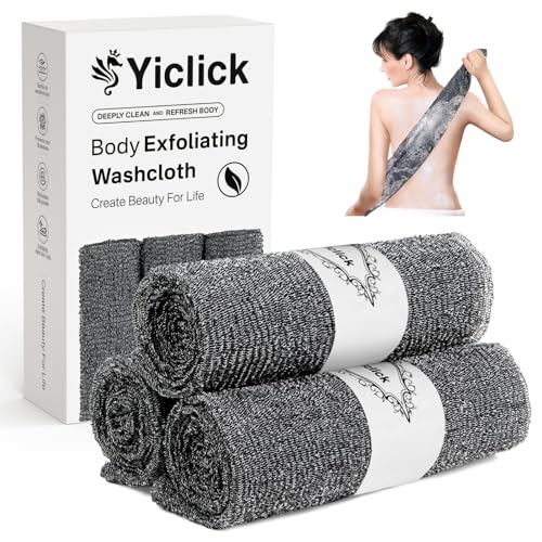 Yiclick Exfoliating Washcloth Towel- Exfoliating Body Scrubber Exfoliator, Back Scrubber for Use in Shower Bath, Exfoliate Rags Wash Cloths, Loofah Lufa Sponge, Body Scrub, Women Men - Image 1