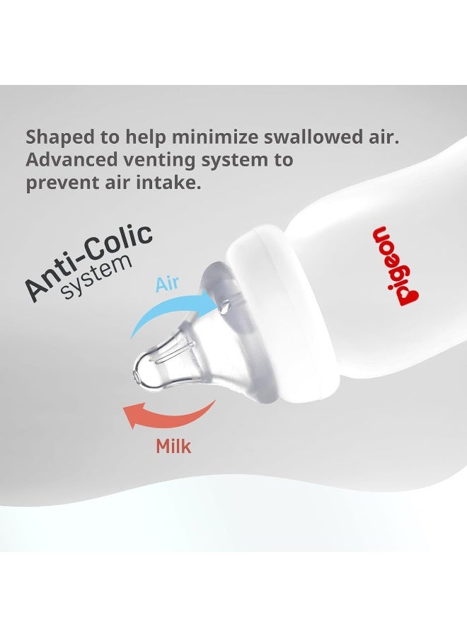 pigeon زجاجة رضاعة للأطفال بفتحة واسعة SoftLatch 2.0 بلاستيك PP غطاء أبيض (أزرق، S) - Image 4