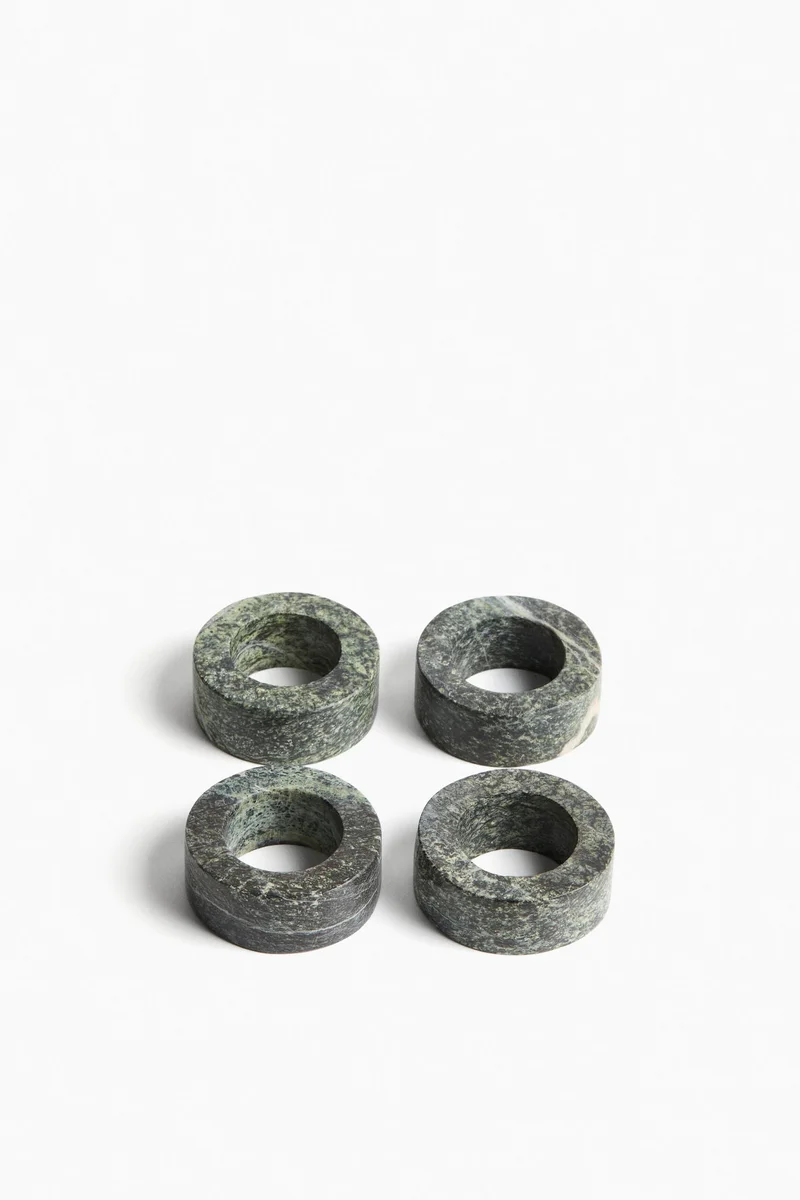 اتش اند ام حلقات المناديل من الرخام - عبوة من 4 قطع