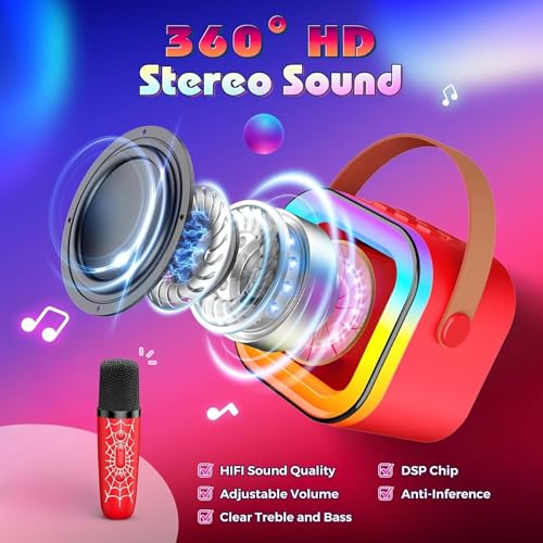 Shatanuvart Export LED Karaoke Machine Toy – Portable Bluetooth Speaker with Mic for Kids 3-12 – Birthday Gift for Boys & Girls – Mini Karaoke System with Lights & Wireless Microphone – Fun Music Toy for Parties (Model 6) - Image 5