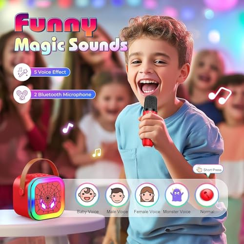 Shatanuvart Export LED Karaoke Machine Toy – Portable Bluetooth Speaker with Mic for Kids 3-12 – Birthday Gift for Boys & Girls – Mini Karaoke System with Lights & Wireless Microphone – Fun Music Toy for Parties (Model 6) - Image 2