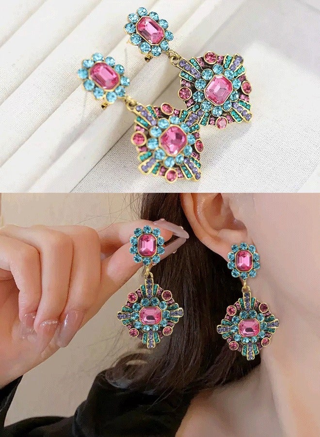 Multicolor Zircon Ethnic Earrings for Ladies, Vintage Statement Jewelry for Weddings & Parties - Image 1