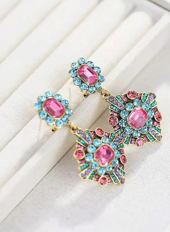 Multicolor Zircon Ethnic Earrings for Ladies, Vintage Statement Jewelry for Weddings & Parties - Image 3