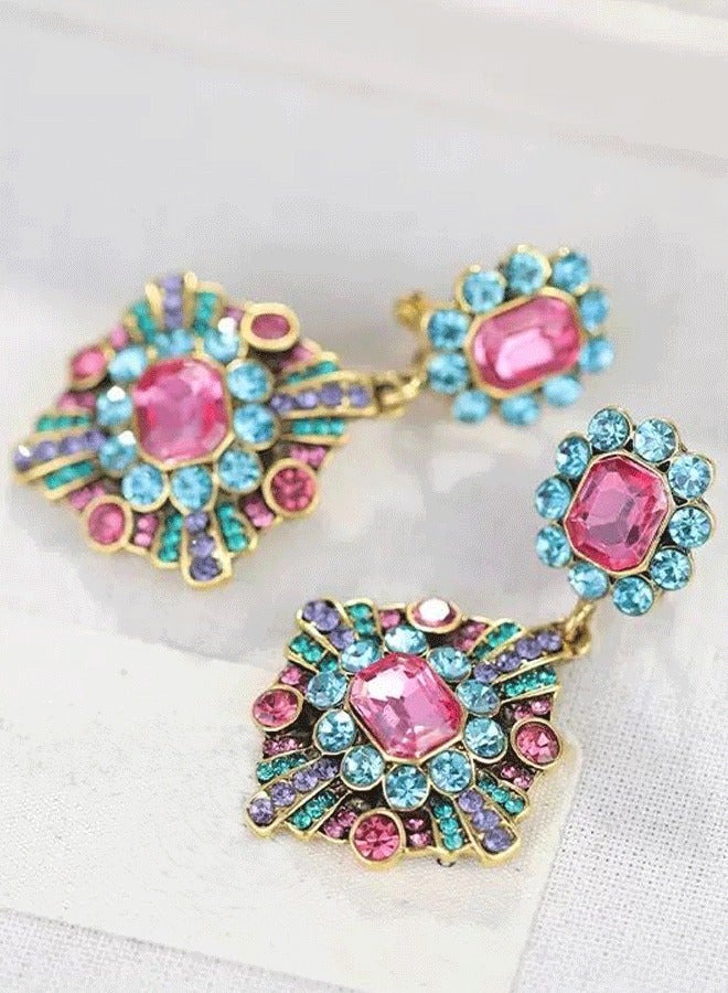 Multicolor Zircon Ethnic Earrings for Ladies, Vintage Statement Jewelry for Weddings & Parties - Image 4