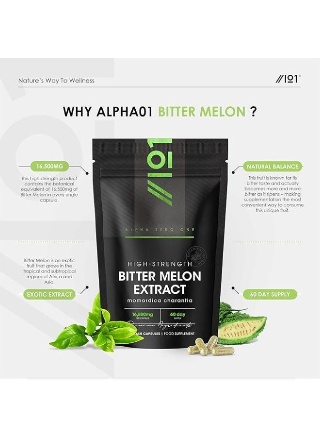 ALPHA01 Bitter Melon 16,500 mg – Supports Blood Sugar & Metabolic Health, 60 Capsules - Image 2