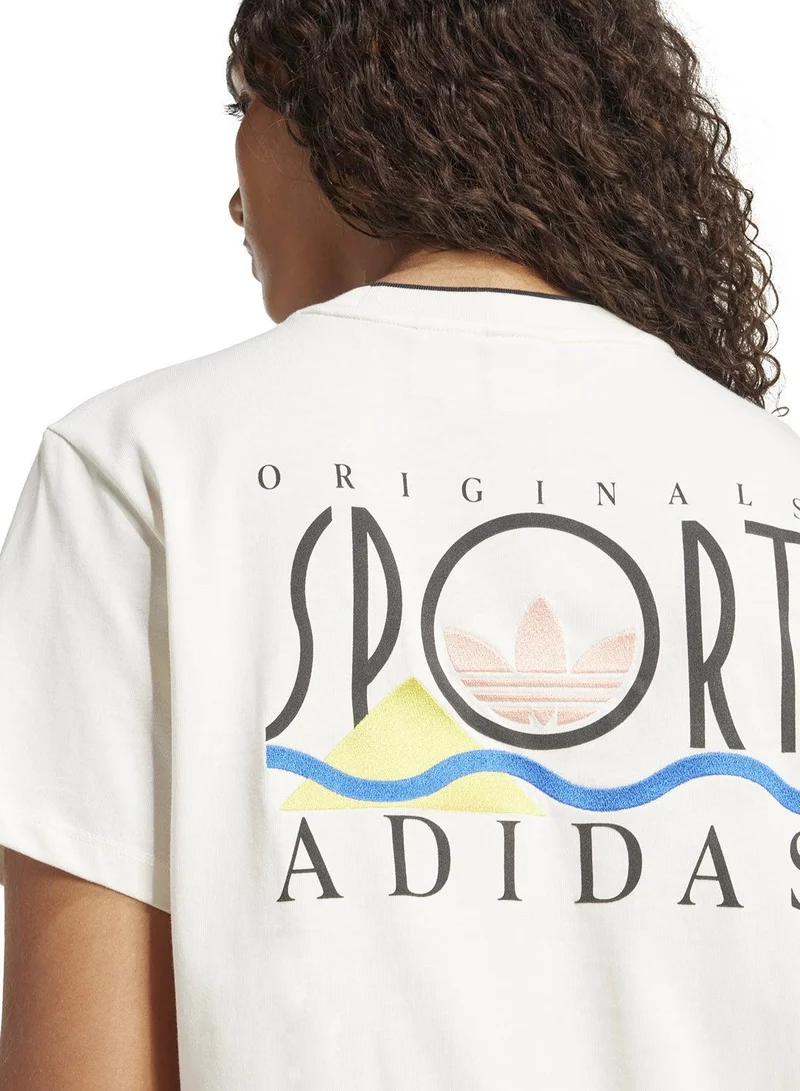 Adidas Originals cloud white Graphic adidas Sports Loose 3-Stripes Tee for Women | Best Price UAE