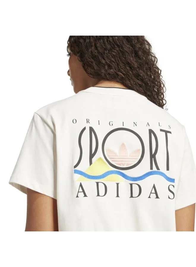 Adidas Originals cloud white Graphic adidas Sports Loose 3-Stripes Tee for Women | Best Price UAE