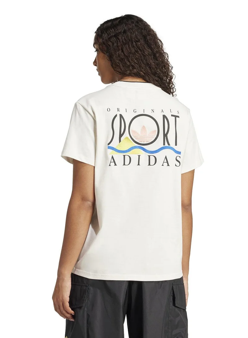 Adidas Originals cloud white Graphic adidas Sports Loose 3-Stripes Tee for Women | Best Price UAE
