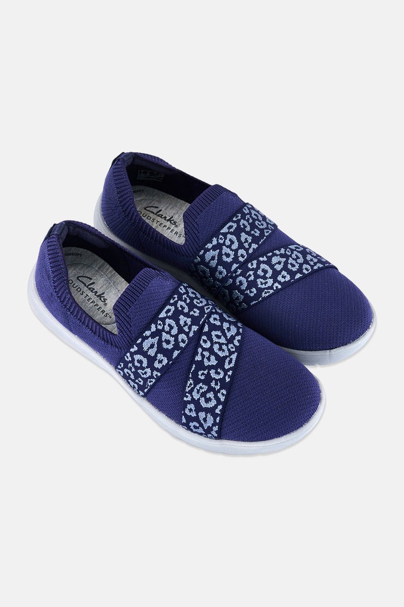 clarks Women Adella Stride Slip On Casual Shoes, Navy - Image 2