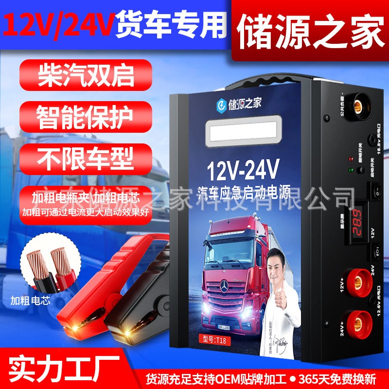 Car Emergency Starting Power Supply Multi-Function 12V24V Universal Battery Loss And Power Bank Car Backup Starter - Image 2