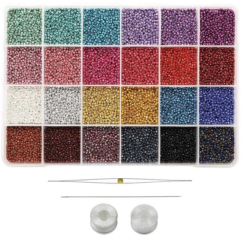 BALABEAD Size 2mm 12/0 Seed Beads for Making Earring, 24 Colors Total 16800 pcs in Box Small Craft Seed Beads for Making Jewelry (700pcs/Color,24 Colors) - Image 2