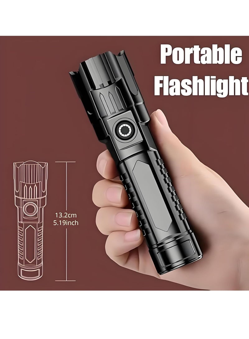 2Pack Super Bright Flashlight, Rechargeable Telescopic Zoom Wide Beam Handheld Emergency Illumination Flashlight, Small LED Flash Light for Outdoor, Exploration, Work Lighting, Black - Image 3