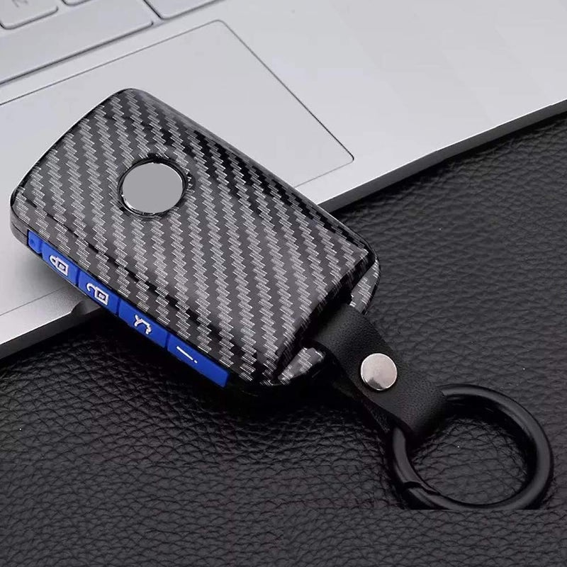 RoyalfoxTM 234 Button Hard PC Smart Keyless Side Button Remote Key Fob Case Cover for Mazda 3 3 Hatchback CX4 CX5 CX8 CX9 CX30 6 Black with Blue