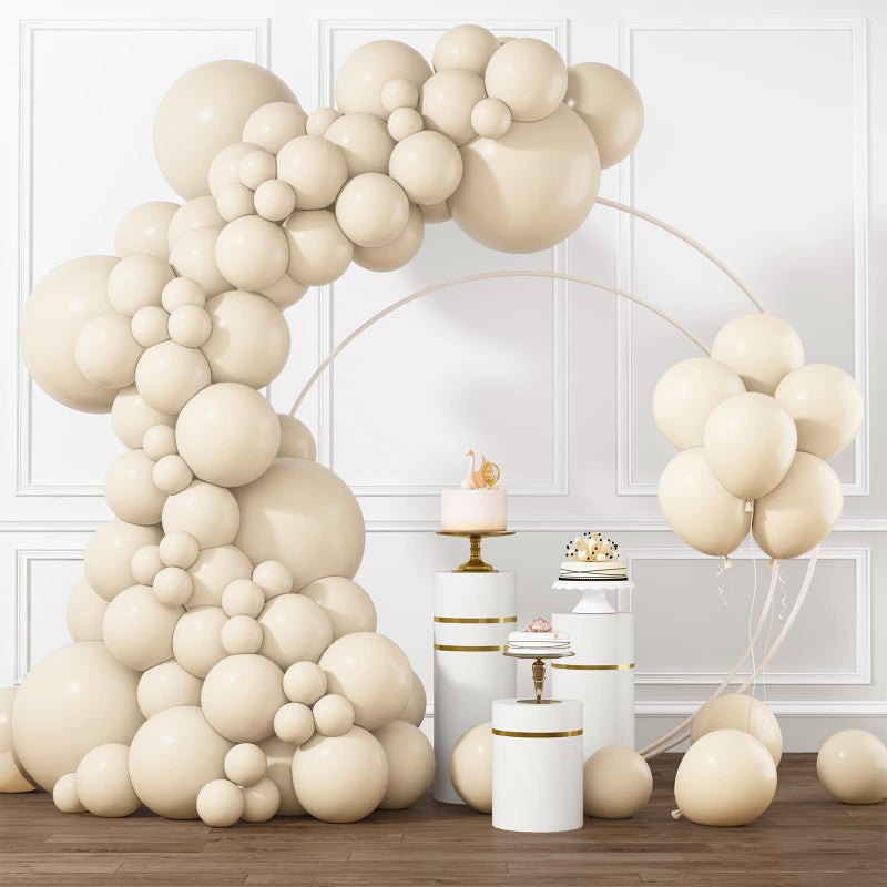 RUBFAC White Sand Balloons Different Sizes 105pcs 5101218 Inch Sand White Cream Beige Balloon Garland Arch Kit for Wedding Baby Shower Birthday Party Supplies Decorations - Image 2