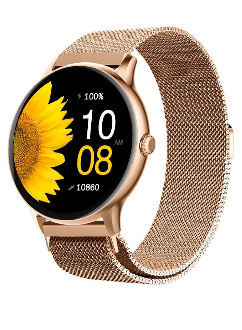 Zoom Plus Bluetooth Calling Full Touch Display Multi-Function Heart Rate Monitor Smartwatch Gold - Image 1