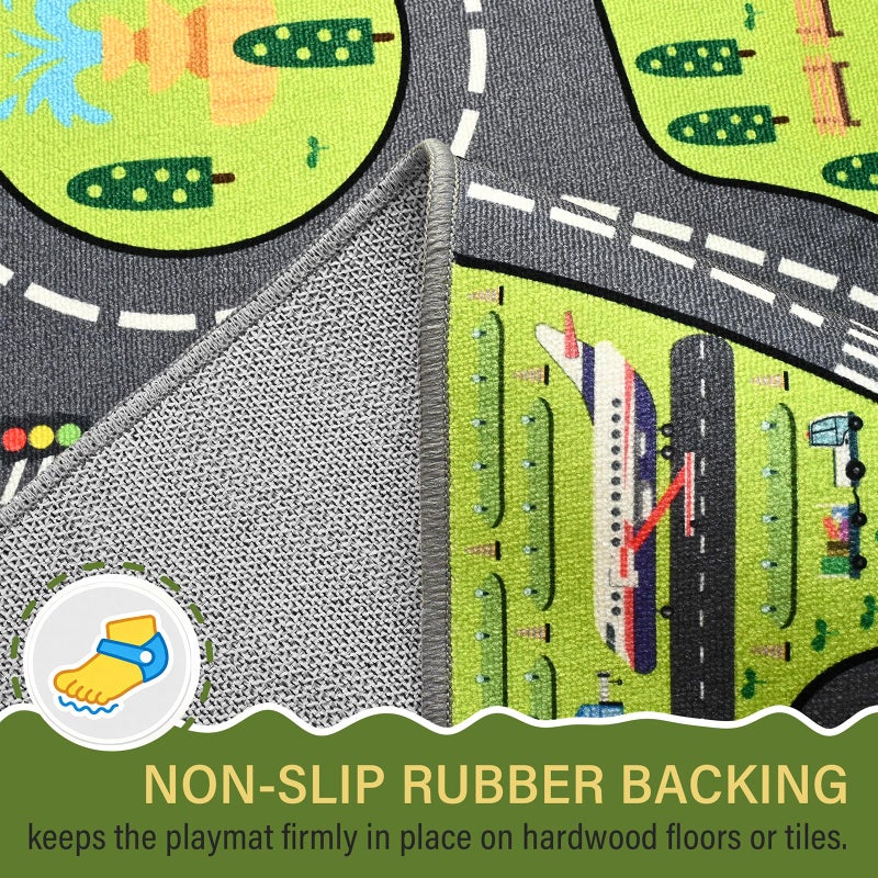 B BENRON Kids Car Play Rugs - 36"x60" Learning and Fun City Road Map Play Mat for Playing with Cars Trucks, Non-Slip Playmat for Nursery, Playroom Bedroom and Classroom, Machine Washable - Image 4