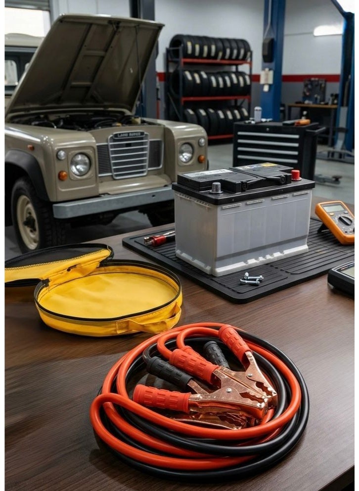 أم تي كابل اشتراك بطارية سيارة أصلي ماركة MT ، سلك توصيل بطارية بقوة 1500 أمبير ، طول 3 متر ، كابلات تشغيل السيارة للمهمات الشاقة ، مشابك نحاسية قوية معزولة ، شنطة تخزين دائرية ، كيبل اشتراك سيارة ديزل وبنزين ، مانع للشرر ، أطراف توصيل نحاس ، منقذ الطوارئ للسيارات ، ملحقات سيارات ضرورية ، Booster Cable 1500A ، كابل اشتراك متنقل للرحلات ، جودة عالية ومقاوم للحرارة ، مناسب للشاحنات والسيارات الصغيرة والدفع الرباعي ، سهل التخزين والاستخدام. - Image 4