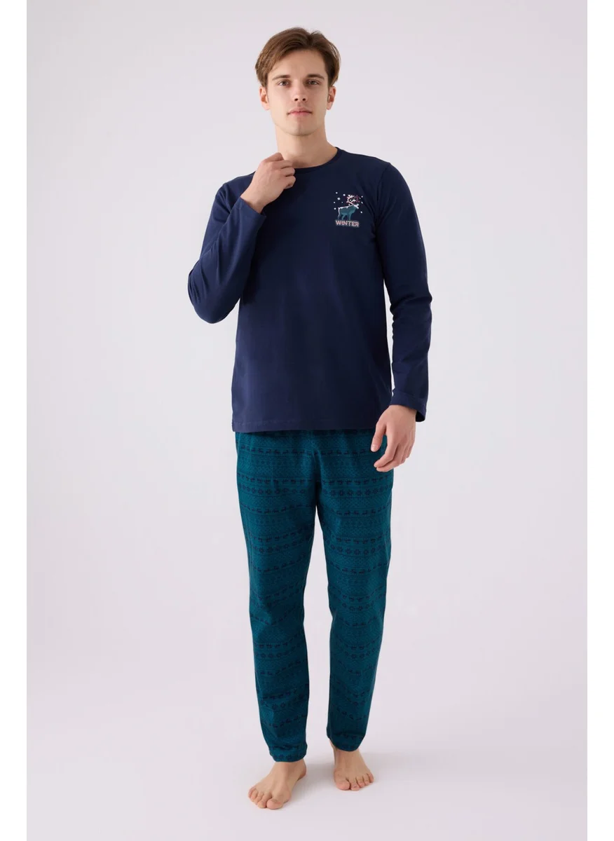 Arnetta Men's Long Sleeve Pajama Set AR3135 Navy Blue