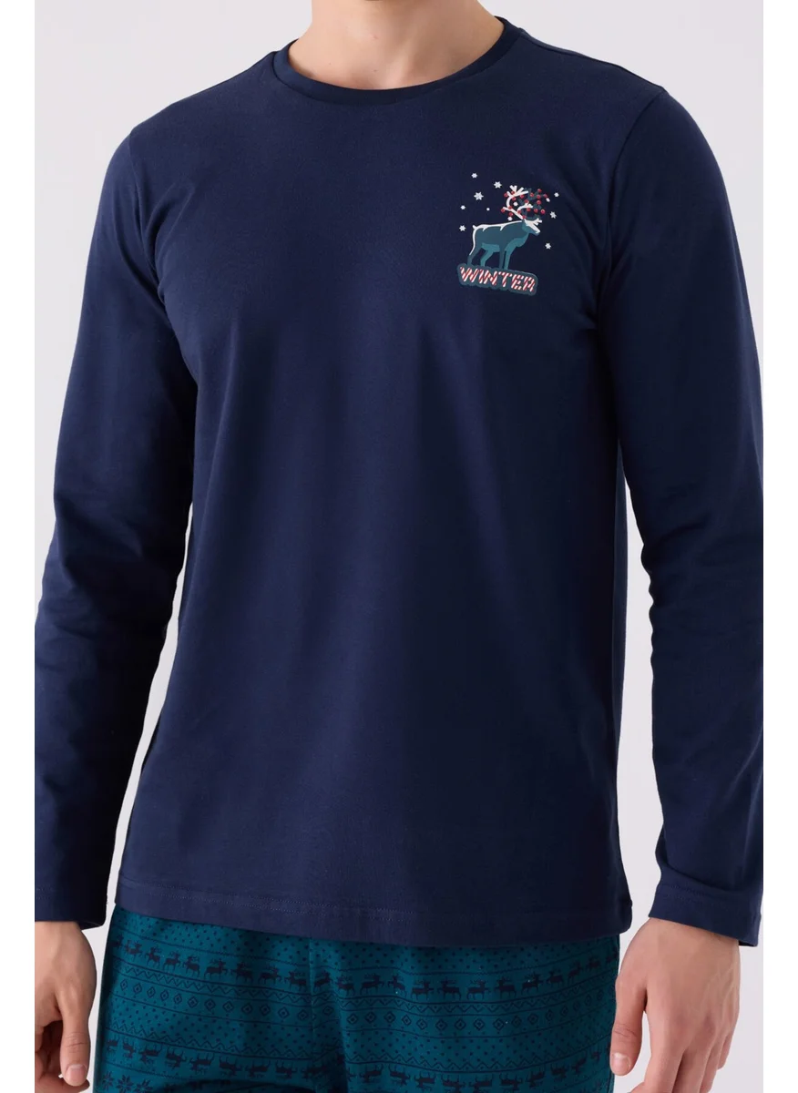 Arnetta Men's Long Sleeve Pajama Set AR3135 Navy Blue