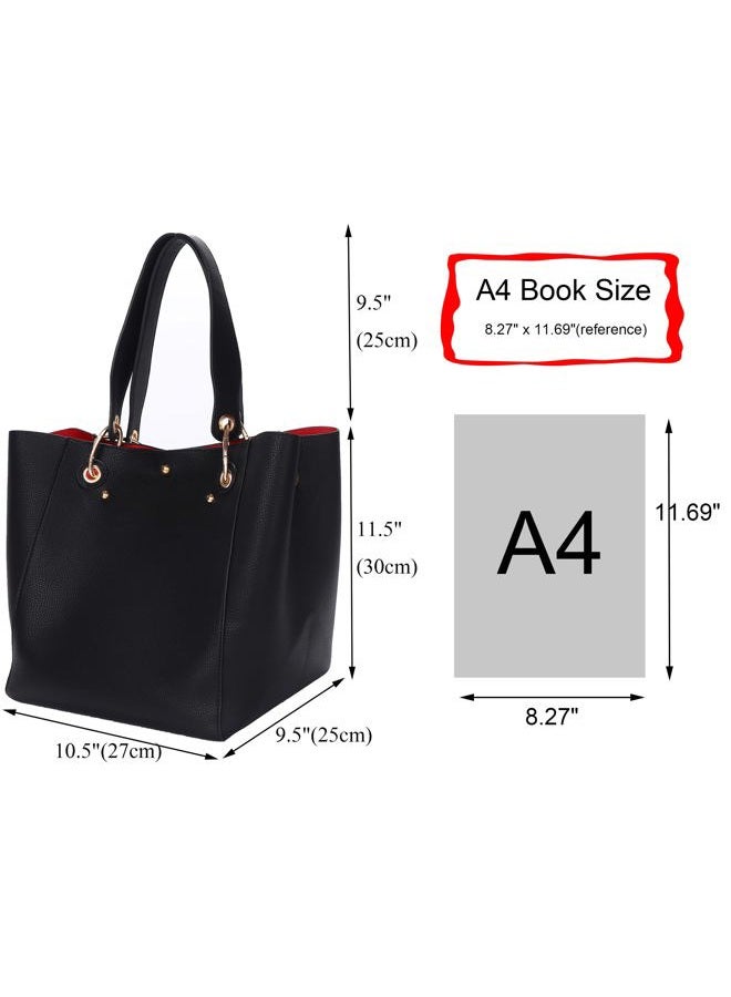 sqlp Large Work Tote Bag for Women Designer Purses and Handbags Big Bucket bags Ladies Travel Crossbody Purse, Black, One size - Image 4