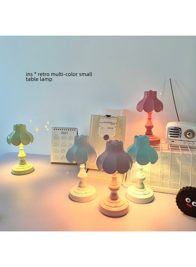 Vintage Table Lamp Ins Lotus Leaf Nightlight Cute Girl Romantic Bedroom Creative Lighting Nordic Style Mini Luminous-Color:LD05 Yellow  - Image 3