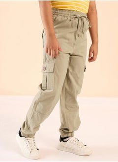 Stylo Bug Solid Drawstring Waist Cargo Joggers by Styli  - Image 4
