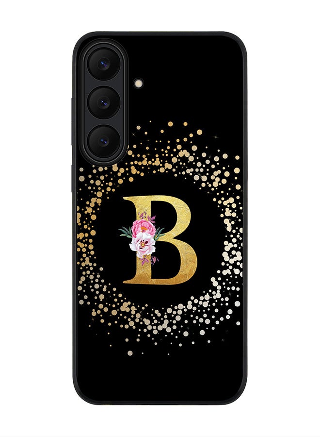 Stylizedd For Samsung Galaxy S25 FE Case,Slim fit Camera Protection, Shockproof Thin Phone cover  - Custom Monogram Floral - B ( Black )
