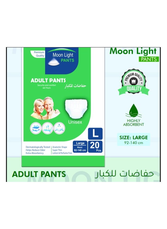 مون لايت حفائض كلوت كبار السن مون لايت مقاس كبير (عبوة 20 حفاضة)  - Image 1