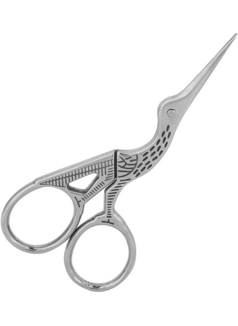 Naroote Crane Tailor Scissors, Crane Scissors, Lovely and Attractive to Use Small Things Silk Wadding Manicure Hair for Cutting Eyebrow Nose(Large Silver)